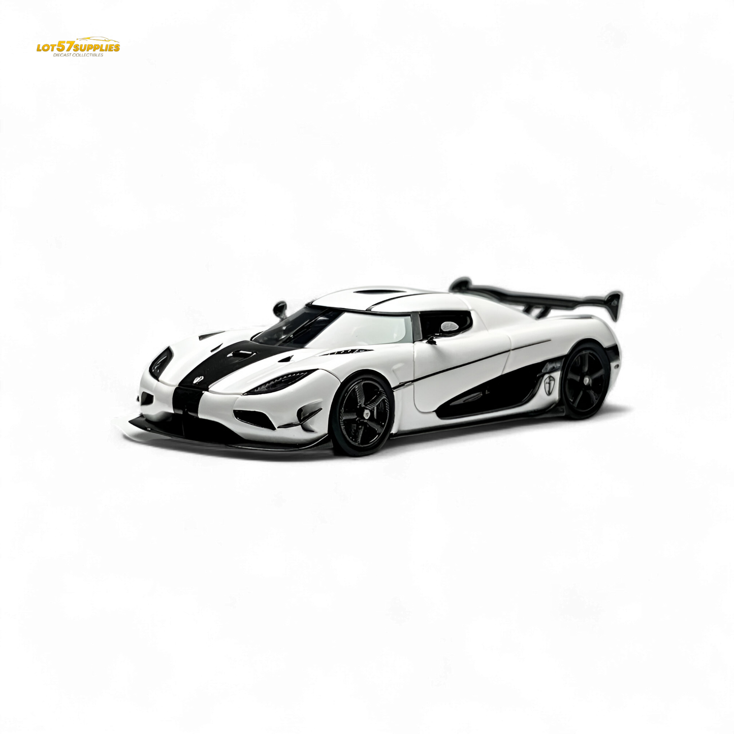 Lot57Supplies Diecast Shop Guo Ji Agera RS Panda 1:64 scale diecast model car showing detailed black and white panda design.