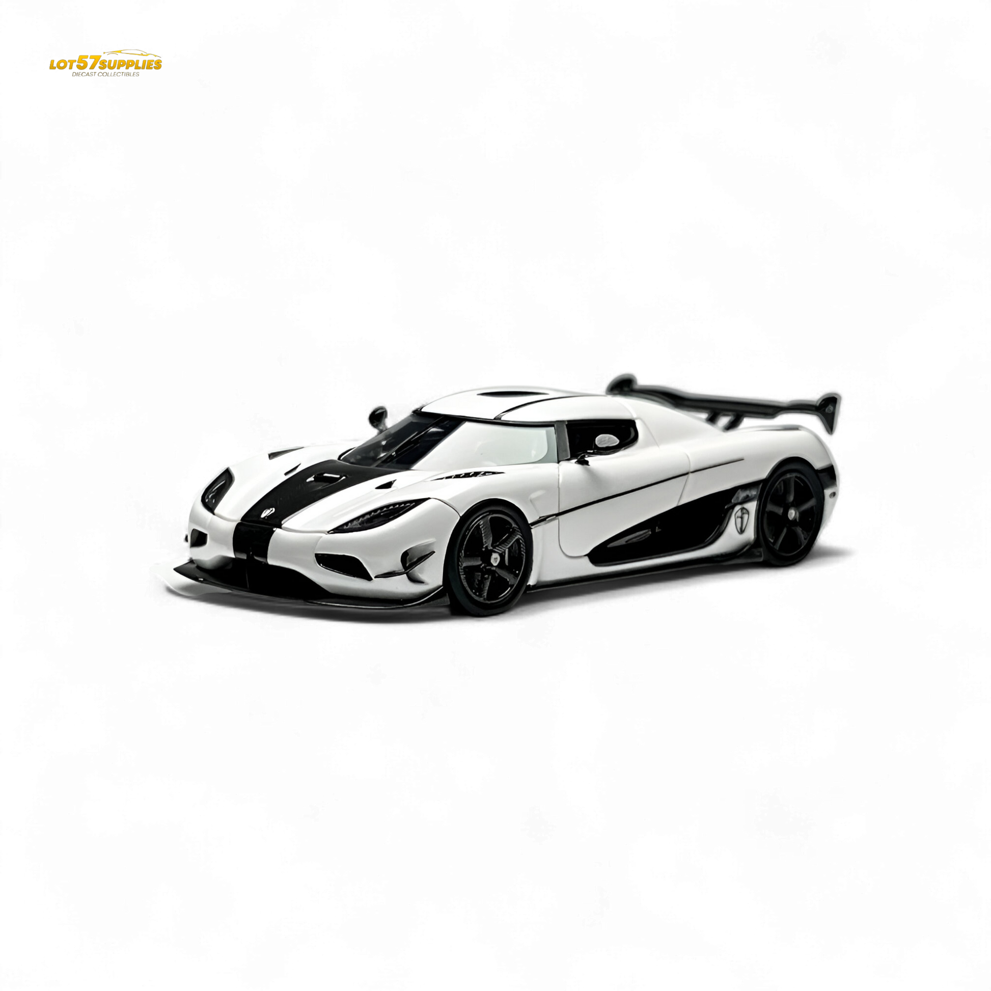 Lot57Supplies Diecast Shop Guo Ji Agera RS Panda 1:64 scale diecast model car showing detailed black and white panda design.