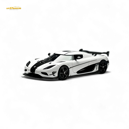 Lot57Supplies Diecast Shop Guo Ji Agera RS Panda 1:64 scale diecast model car showing detailed black and white panda design.