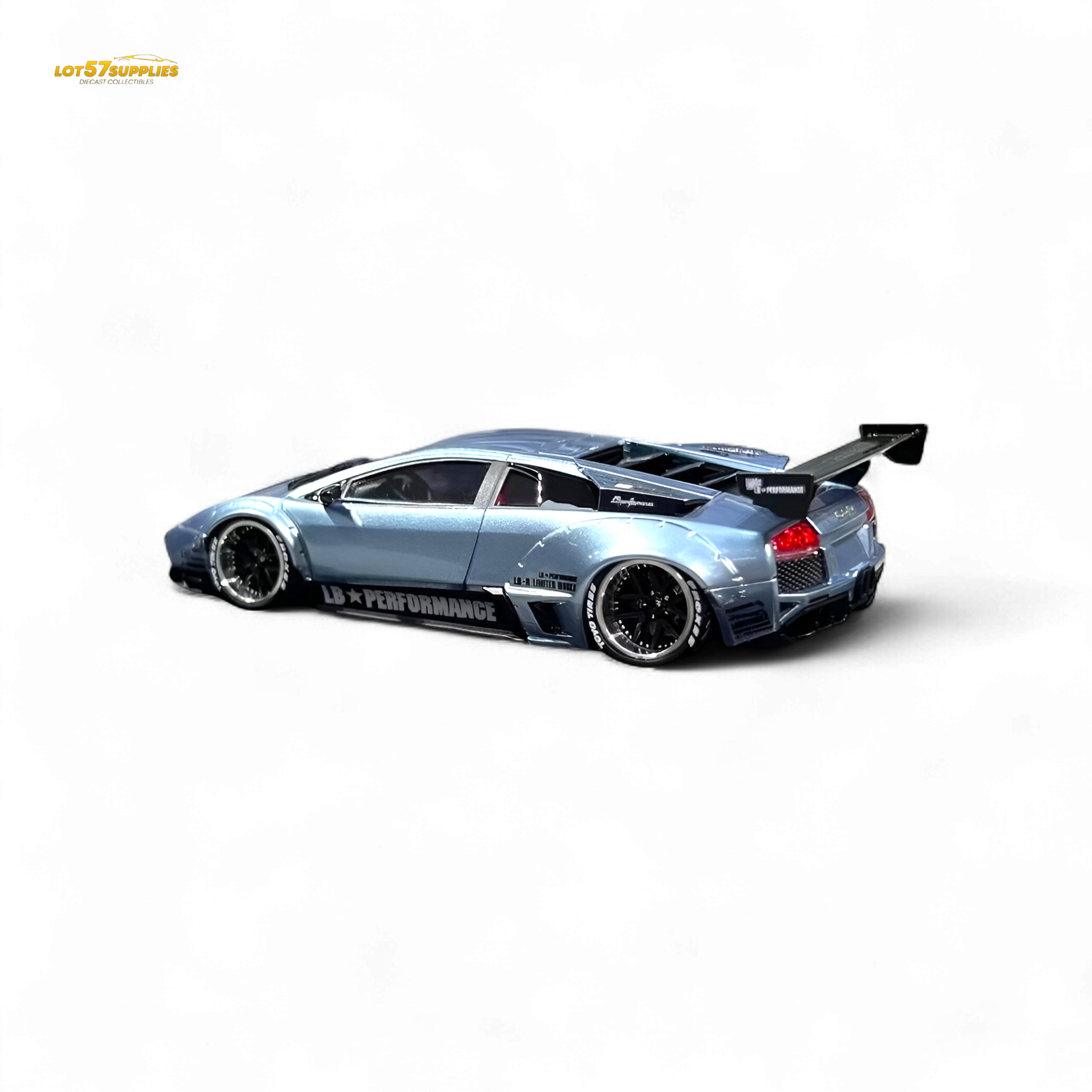 Ice blue Lamborghini Murcielago LBWK diecast model by Lot57Supplies Diecast Shop, detailed 1:64 scale Lamborghini replica.