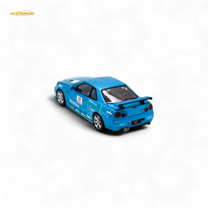 Nissan Skyline R34 Blue diecast model car #92 with figure, detailed 1:64 scale collectible by Lot57Supplies Diecast Shop