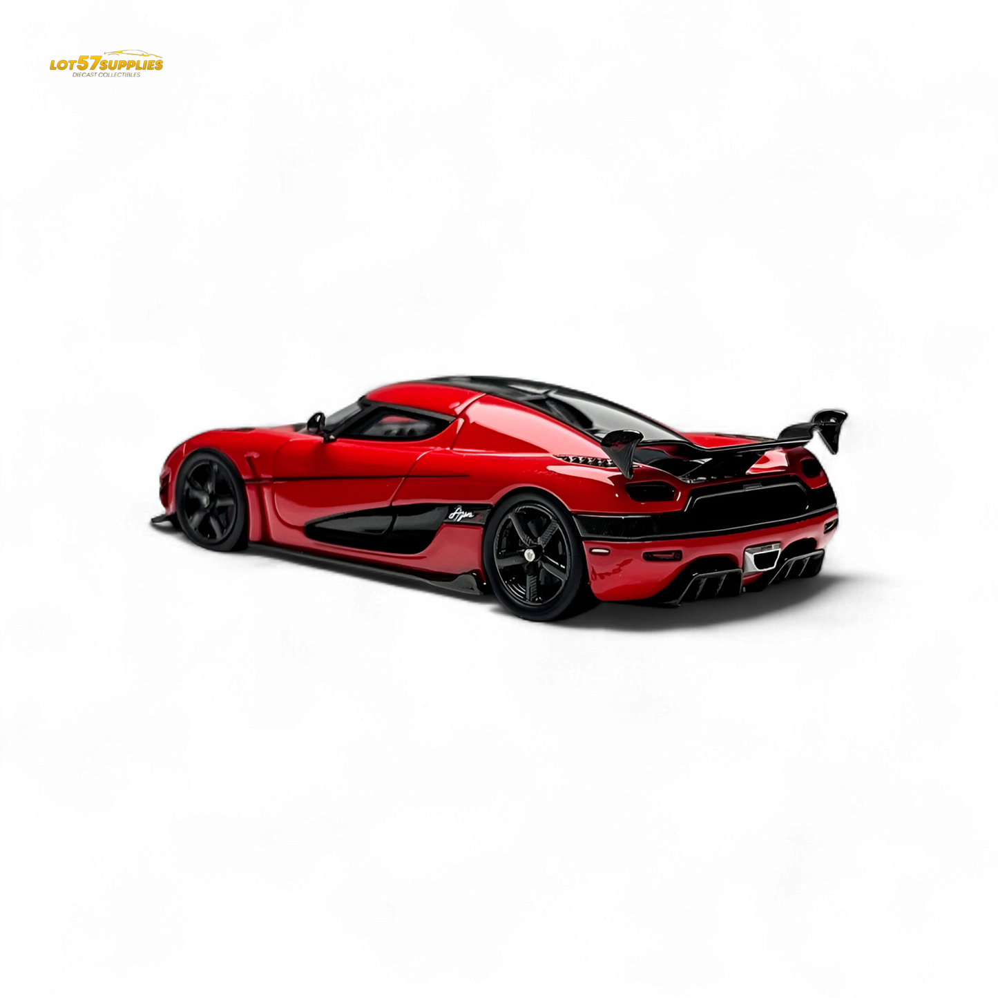 Red Lot57Supplies diecast Agera RS model in 1:64 scale with detailed features and sleek design.