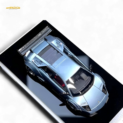 Ice blue Lamborghini Murcielago LBWK diecast car model, 1:64 scale, from Lot57Supplies Diecast Shop, detailed miniature vehicle.