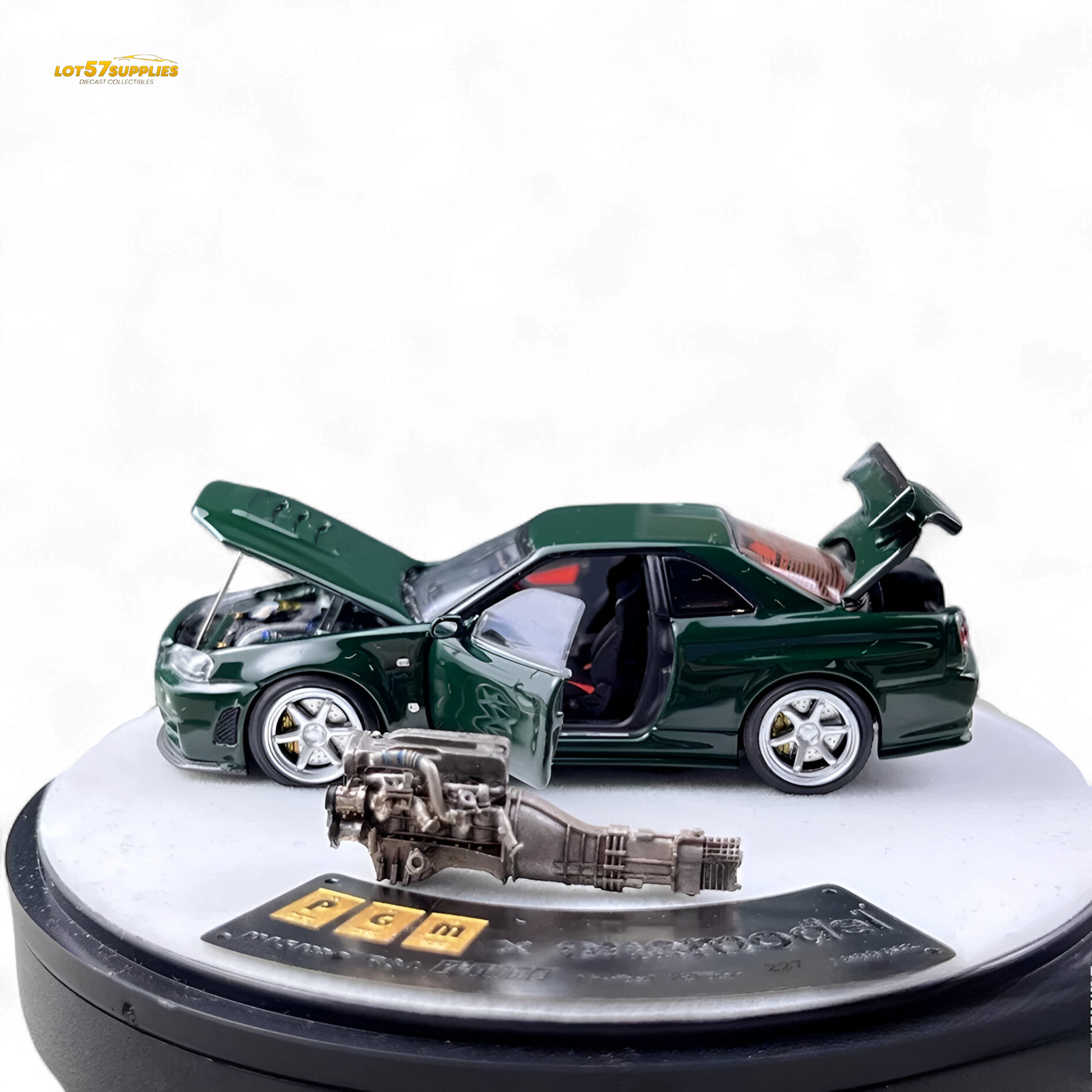 PGM Nissan GTR R34 Z-TUNE - British Green 1:64 Luxury Box 1:64 - Evergreen Kings