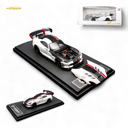 White Dodge Viper ACR diecast model by Hone Model in 1:64 scale, detailed miniature collectible from Lot57Supplies Diecast Shop.