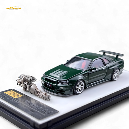PGM Nissan GTR R34 Z-TUNE British Green 1:64 - Evergreen Kings