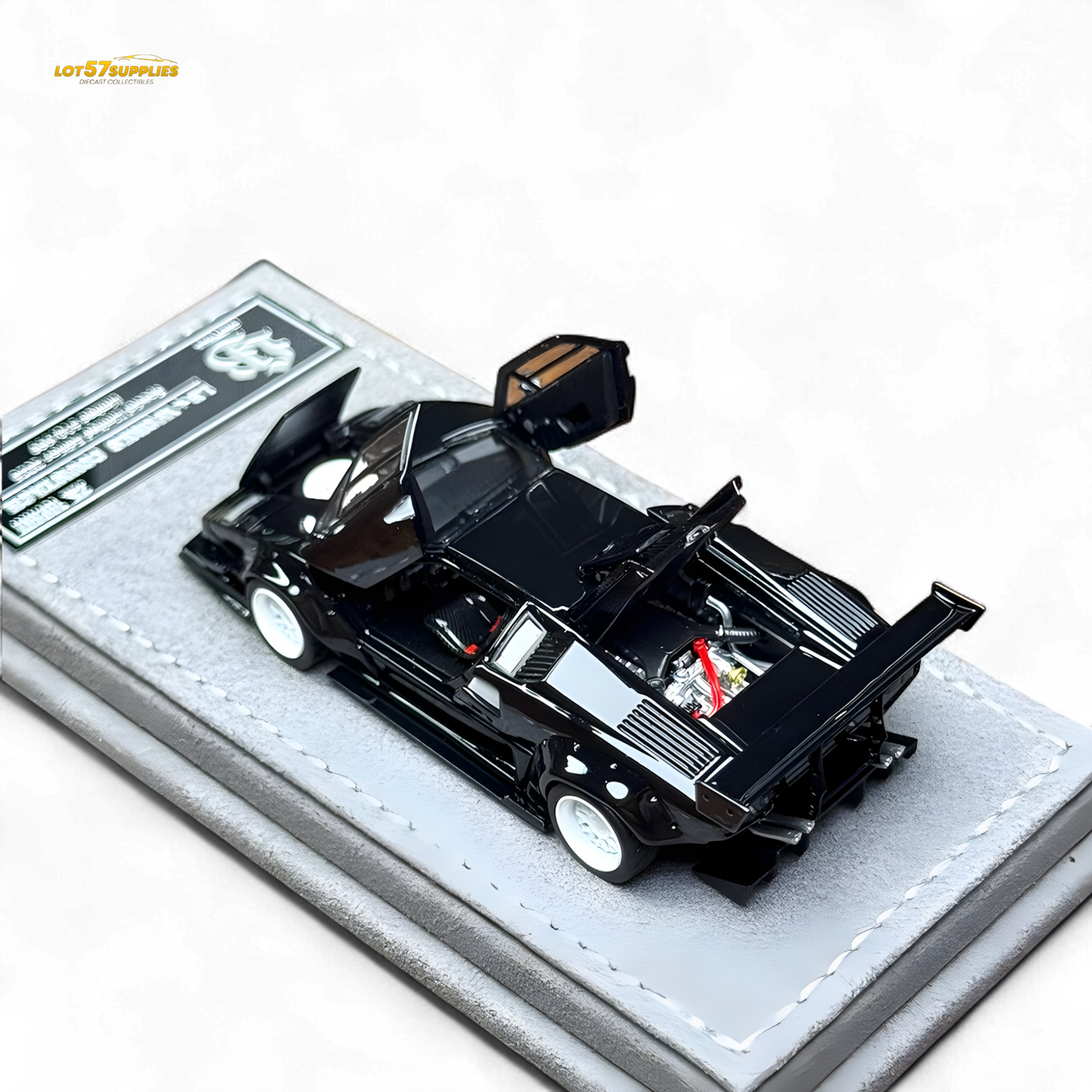 Lamborghini Countach LBWK diecast model with black and white wheels, 1:64 scale, detailed miniature car by Lot57Supplies Diecast Shop