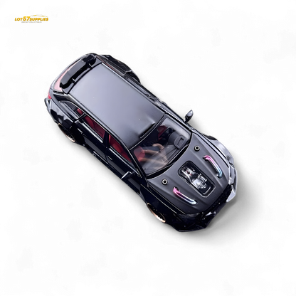 Metallic black Audi RS6 wagon diecast model in 1:64 scale with detailed features, showcasing the Lot57Supplies Diecast Shop product.