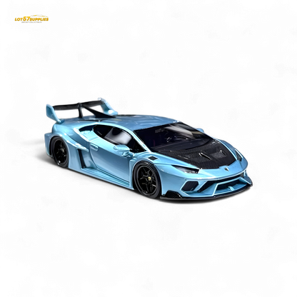 Ice blue Lamborghini Huracan LP610-4 diecast model in 1:64 scale by Lot57Supplies Diecast Shop, showing detailed exterior and sleek design.