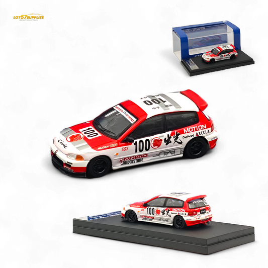 Honda Civic EG6 diecast model by Lot57Supplies, detailed Street Weapon Honda car in 1:64 scale from Idemitsu Street Edition