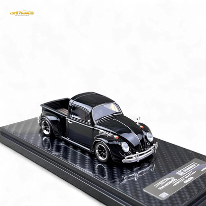 Black YM Model Volkswagen Beetle pickup truck diecast toy, 1:64 scale, detailed miniature vehicle from Lot57Supplies Diecast Shop.