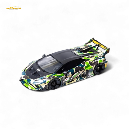 Lamborghini Huracan LP610-4 diecast model in wide body camouflage by Lot57Supplies, detailed 1:64 scale car with sporty design.
