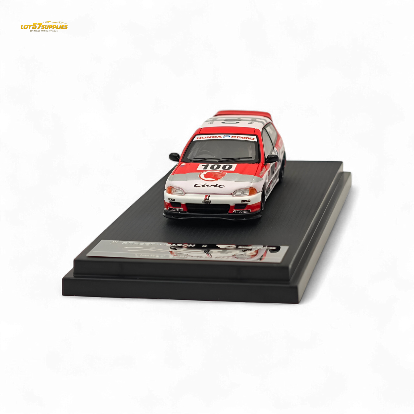 Honda Civic EG6 diecast model by Lot57Supplies, featuring detailed Street Weapon Idemitsu Street Edition design in 1:64 scale.