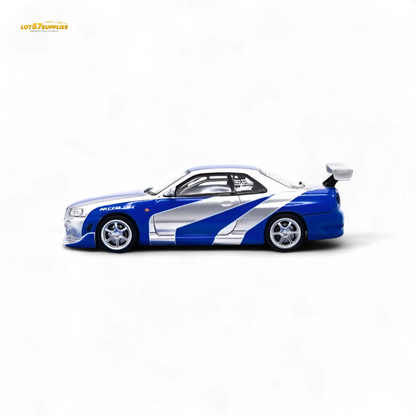 TimeMicro Skyline GT-R R34 Blue Silver 1:64 - Evergreen Kings