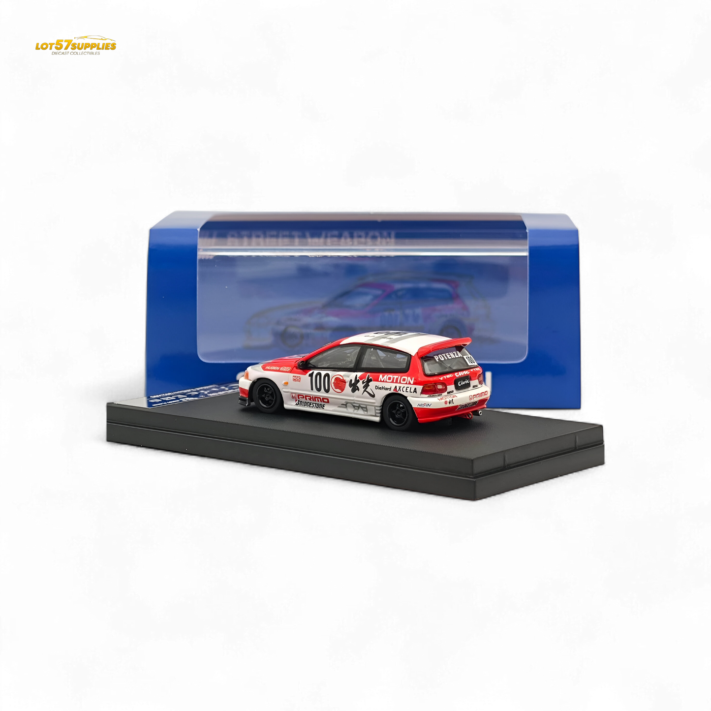 Honda Civic EG6 diecast model in Idemitsu Street Edition, 1:64 scale, featuring detailed street-inspired design from Lot57Supplies Diecast Shop