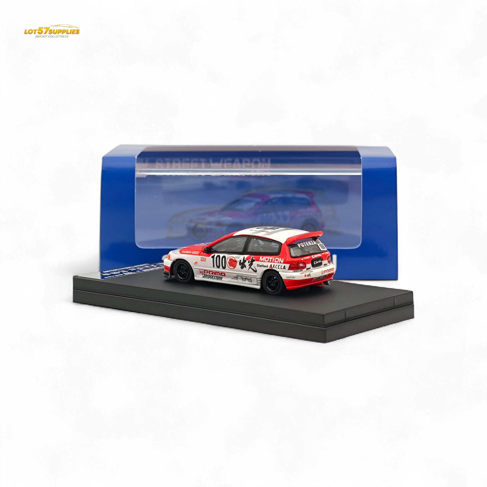 Honda Civic EG6 diecast model in Idemitsu Street Edition, 1:64 scale, featuring detailed street-inspired design from Lot57Supplies Diecast Shop