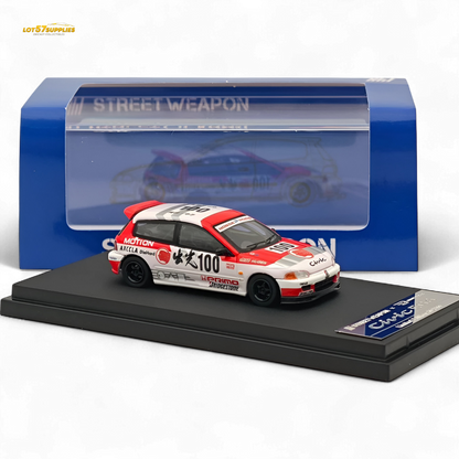 Diecast Honda Civic EG6 Street Weapon model by Lot57Supplies, featuring Idemitsu Street Edition design in 1:64 scale.