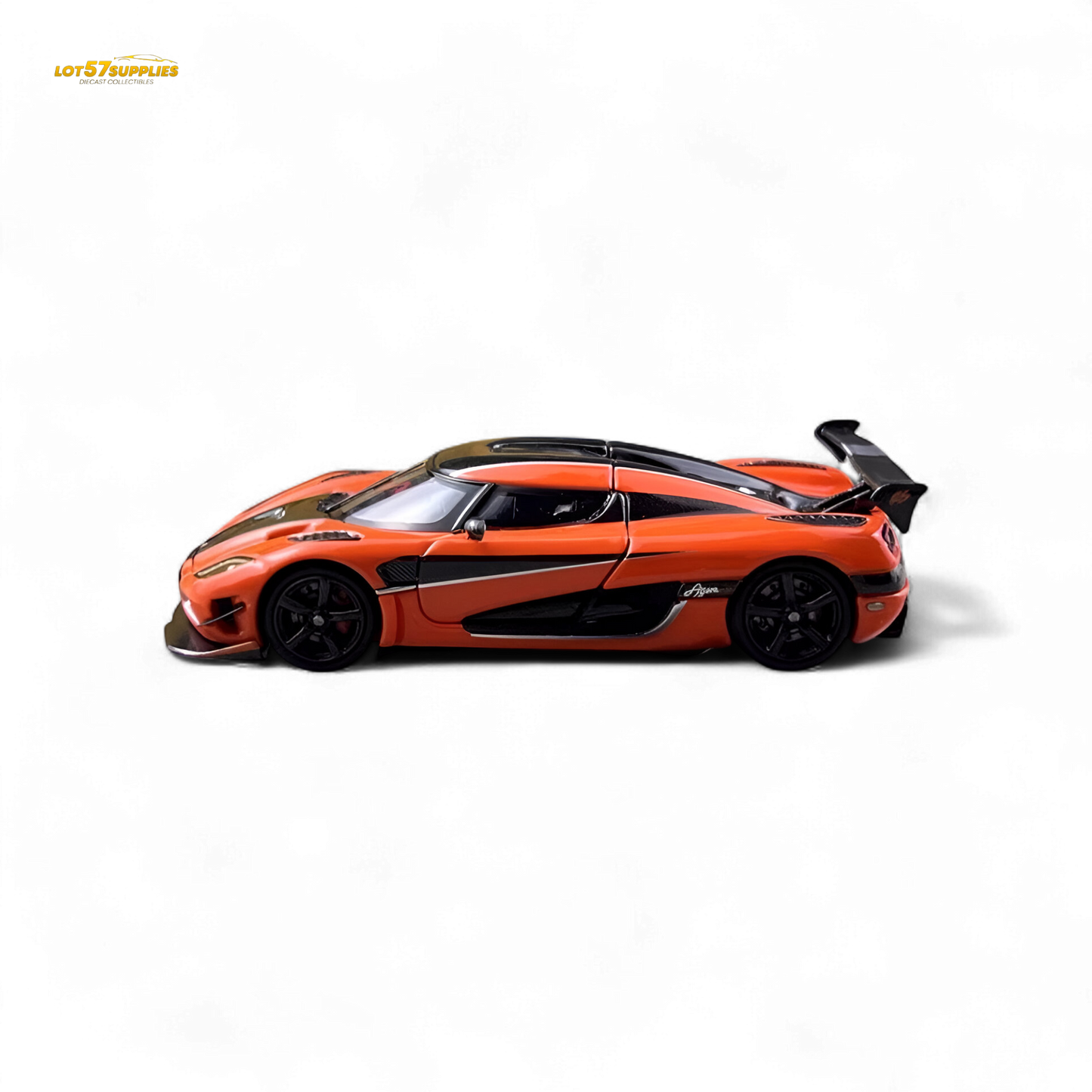 Orange Focal Horizon Agera RS Pagani diecast model in 1:64 scale, detailed view of the Lot57Supplies diecast shop product