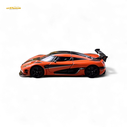 Orange Focal Horizon Agera RS Pagani diecast model in 1:64 scale, detailed view of the Lot57Supplies diecast shop product
