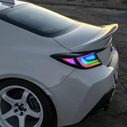 NTXGlow RGB LED tail lights for 2021–2025 Toyota GR86 and Subaru BRZ, illuminated rear view