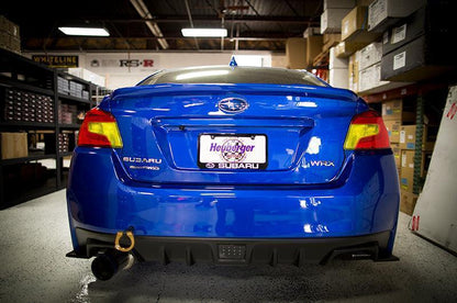 Smoked tail light overlays for 2015-2020 Subaru WRX STI, available in dark, light, red, or yellow, by StickerFab.