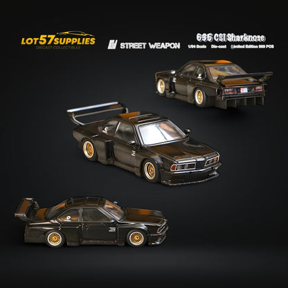 Street Weapon BMW E24 635 CSI Sharknose WideBody Black 1:64 - Evergreen Kings