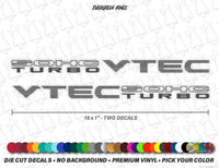 SOHC Vtec Turbo Decals JDM Style - Set of 2 - Evergreen Kings - Decals