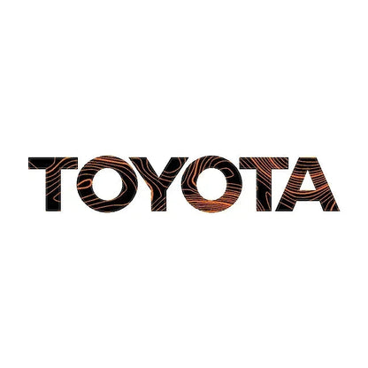 Solar orange Toyota Topo rear tailgate emblem overlay for 2024+ Land Cruiser by StickerFab, featuring bold design and brand detail.