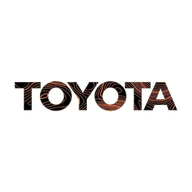 Toyota Topo front grille emblem kit for 2024+ Land Cruiser and 07-14 FJ Cruiser, shown in solar orange with sleek design.