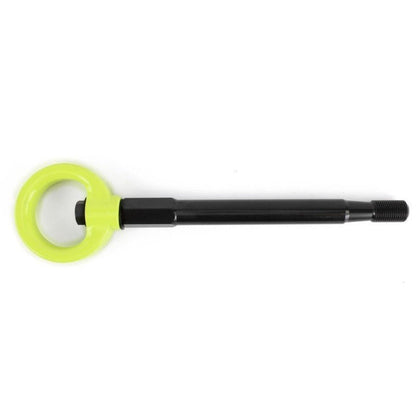 JDMuscle PERRIN front tow hook for 2008–2014 WRX/STI, neon yellow finish
