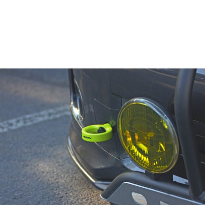JDMuscle PERRIN front tow hook for 2008–2014 WRX/STI in neon yellow
