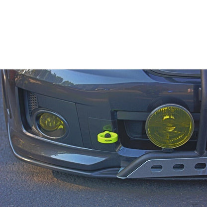 JDMuscle PERRIN front tow hook for 2008–2014 WRX/STI in neon yellow