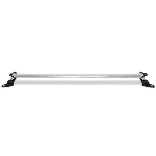 BLOX Racing rear strut tower bar for 2015-2021 Subaru WRX, suspension upgrade, without holes, shown installed in the engine bay