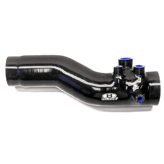 BLOX Racing turbo inlet silicone hose for 2015-2021 Subaru WRX FA20, high power induction upgrade, black silicone with clamps