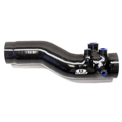 BLOX Racing turbo inlet silicone hose upgrade for 2015-2021 Subaru WRX FA20, induction system component with smooth silicone finish.