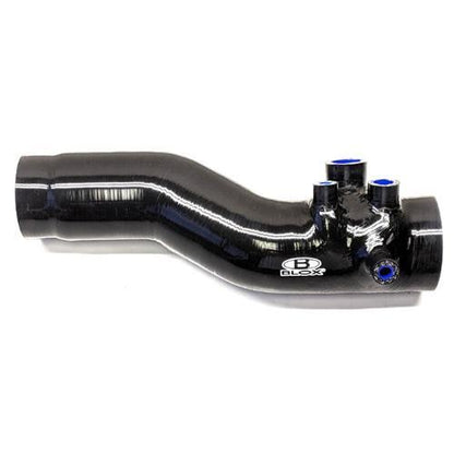 BLOX Racing turbo inlet silicone hose upgrade for 2015-2021 Subaru WRX FA20, induction system component with smooth silicone finish.