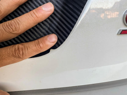 StickerFab 3D Carbon license plate panel overlay for 2015-2020 Subaru WRX and STI, black-out exterior body accessory.