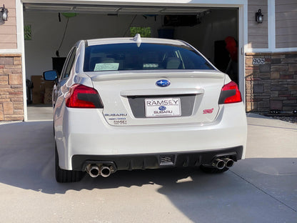 Black out overlay for license plate panel on 2015-2020 Subaru WRX STI, exterior body accessory by StickerFab