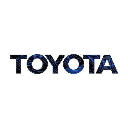 Velocity blue Toyota Topo rear tailgate emblem overlay for 2024+ Land Cruiser by StickerFab, showcasing the stylish emblem design.