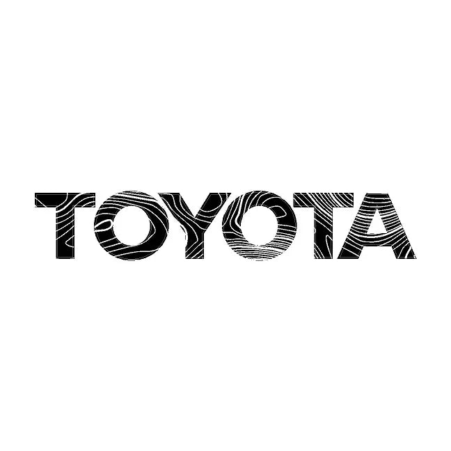 Toyota Topo front grille emblem kit for 2024+ Land Cruiser and 07-14 FJ Cruiser, featuring white line design on a vehicle tailgate.