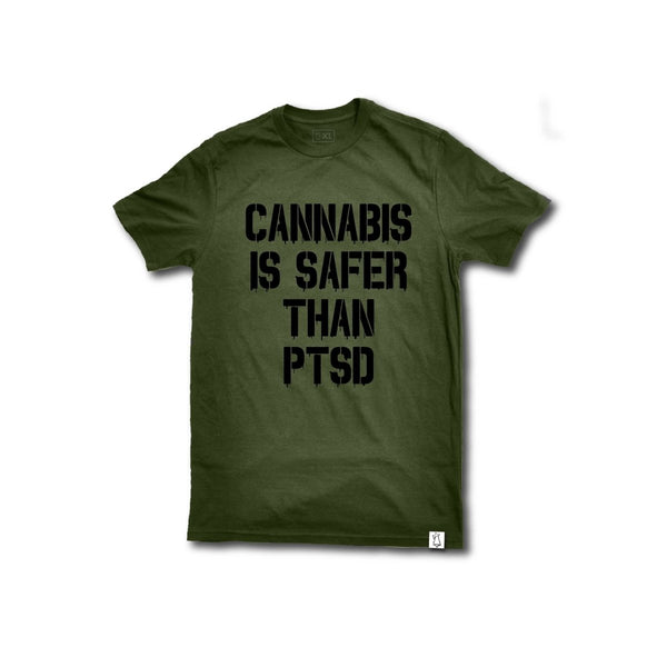 Canna Is Safer Than PTSD Army Green T Shirt - Evergreen Kings - Shirts