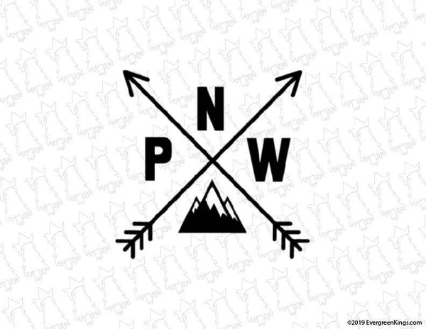 PNW Pacific Northwest Arrow Compass Decal - Evergreen Kings - Decals
