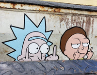 Rick and Morty Flip Off Peeking Stickers - Evergreen Kings - Sticker