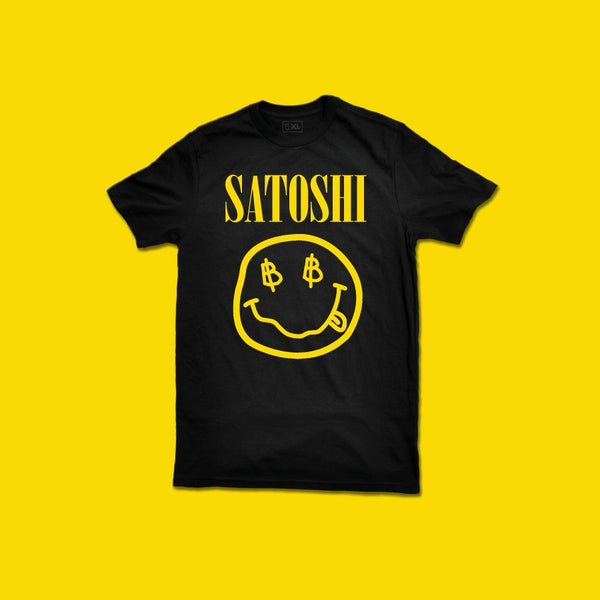 Satoshi Nirvana Smiley - Bitcoin T-Shirt - Evergreen Kings - Shirts